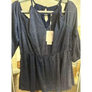 NEW KIMCURVY Sparkly Glitter Long Sleeve Cold Shoulder Blouses 16W